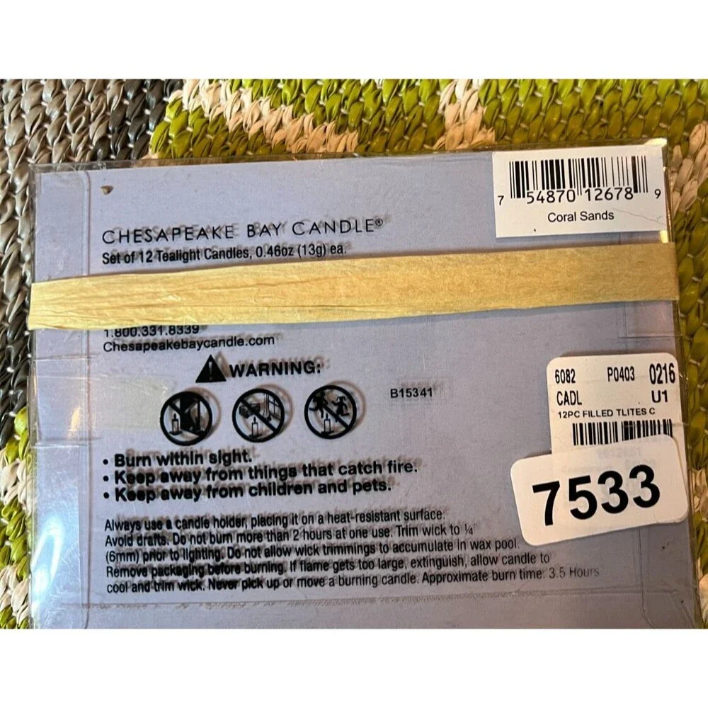 Chesapeake Bay Candle coral sands  Scented Tea Lights Boxed set of 12 new